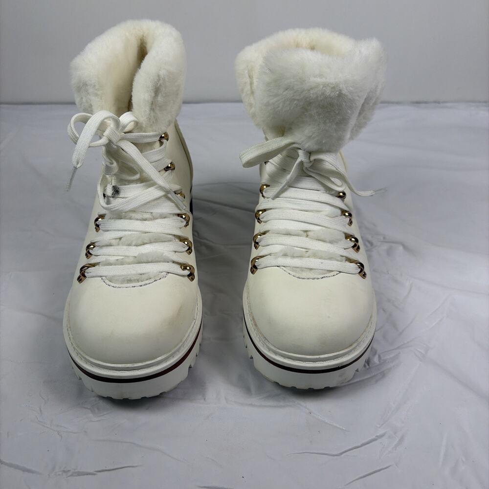 BAMBOO Faux Shearling Cuff Lace-Up Winter Boots Size 7.5